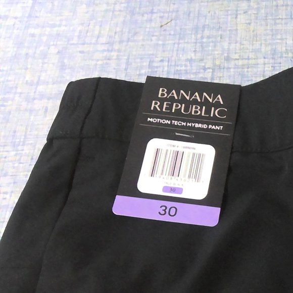 NWT Banana Republic Motion Tech Hybrid Pants Slacks Slim Fit Black Men's size 30 - Picture 7 of 13